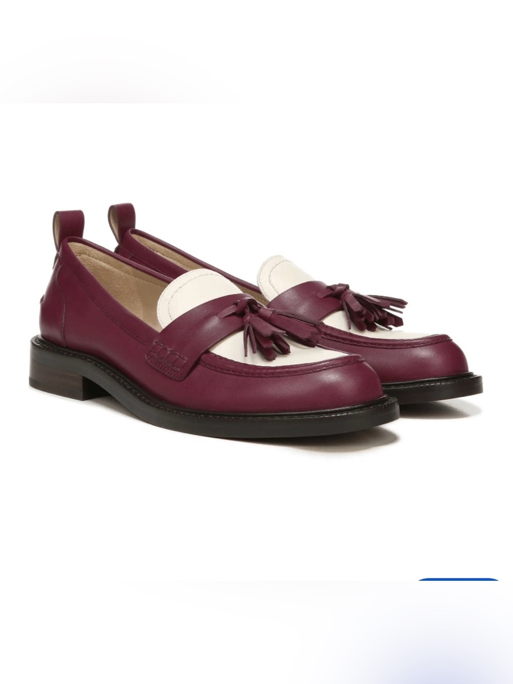 Sam Edelman Caylia Tassel Loafers in Burgundy and White Leather size 9.5
